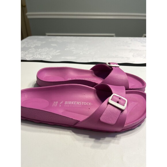 BIRKENSTOCK Madrid Sandals Pink Purple Eva Flat Slides Buckle Comfort Sz 38 / 7 - Picture 4 of 14